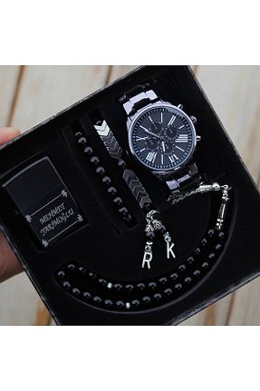ست ساعت مچی مشکی مردانه فلزی wesscollection - کد 245683495