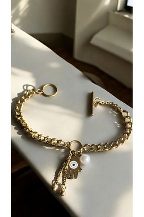 دستبند استیل (فولاد) زرشکی زنانه استیل ضد زنگ İNN JEWELLERY - کد 936432755