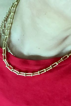 گردنبند استیل ( فولاد ) زرد زنانه استیل (فولاد) DLK TAKI - کد 935317558