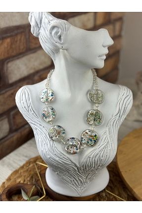 گردنبند جواهر بژ زنانه سنگ SEDEF TAKI - کد 936482110