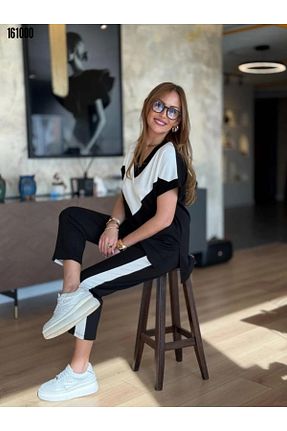 ست بالاتنه و پائین تنه سایز بزرگ مشکی زنانه فاق نرمال Kokosh moda - کد 936866103