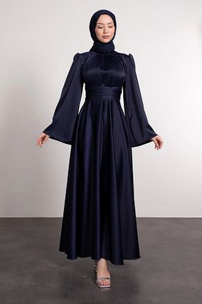 لباس مجلسی حجاب سرمه ای زنانه ساتن PERADO - کد 906567236