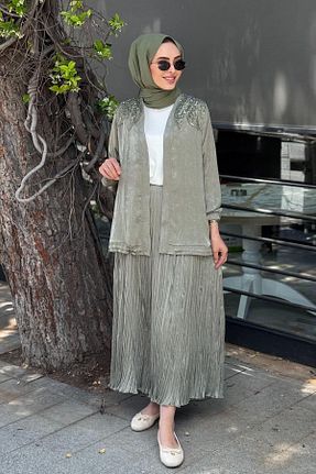 ست بالاتنه و پائین تنه خاکی زنانه بافتنی FUAT GÜRSEN - کد 936501719