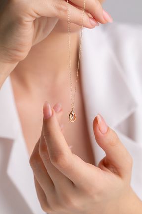 گردنبند طلا بژ زنانه 14 عیار Kolyecik - کد 78871989