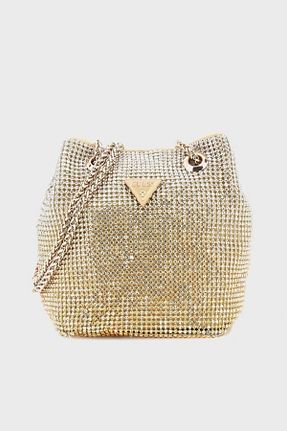 کیف دوشی طلائی زنانه چرم مصنوعی Guess - کد 923173311