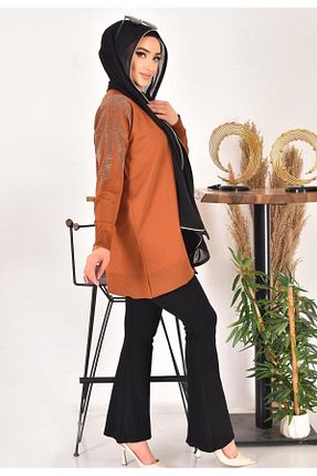 تونیک حجاب قهوه ای زنانه ویسکون Toy triko - کد 936873615