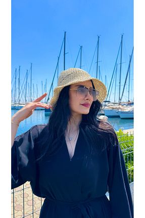 کلاه بژ زنانه حصیر Luminos Butik - کد 822177081