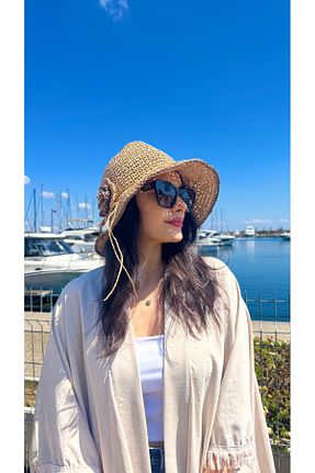 کلاه قهوه ای زنانه حصیر Luminos Butik - کد 921342838
