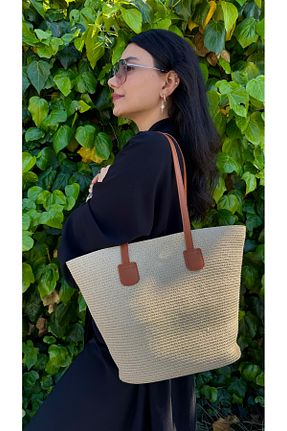 کیف ساحلی بژ زنانه حصیر Luminos Butik - کد 922290873