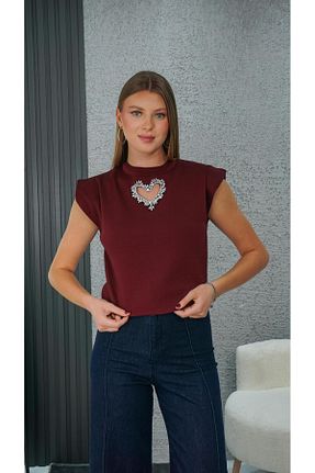 بلوز زرشکی زنانه Kalp Neva Wear - کد 928653793