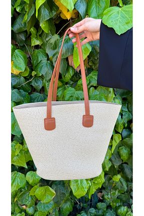 کیف ساحلی بژ زنانه حصیر Luminos Butik - کد 922290873
