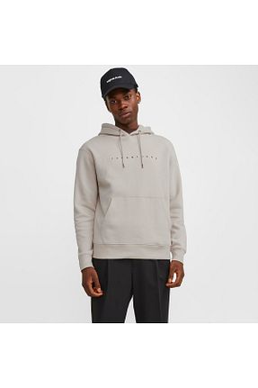 سوئیشرت اسپرت بژ مردانه کلاه دار Jack & Jones - کد 848500233