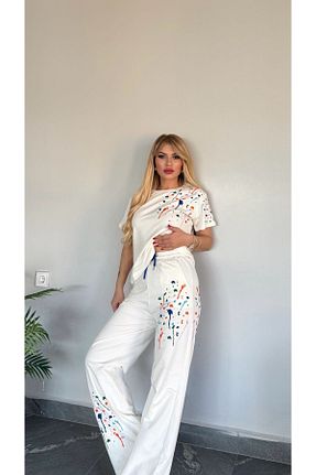 ست بالاتنه و پائین تنه سفید زنانه بافتنی Bella Belluci - کد 936589288