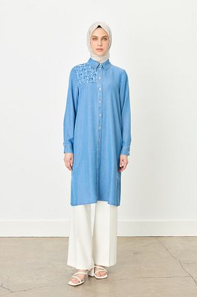 تونیک حجاب آبی زنانه بافتنی Nihan - کد 936909762