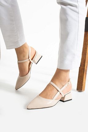 کفش پاشنه بلند کلاسیک بژ زنانه چرم مصنوعی AlbiShoes - کد 936658499