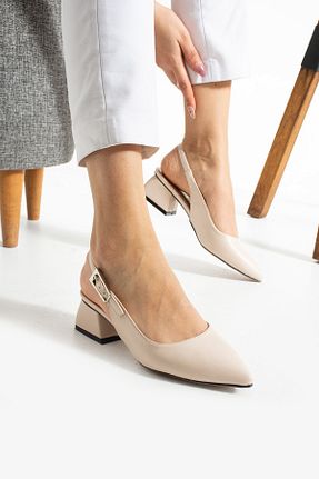 کفش پاشنه بلند کلاسیک بژ زنانه چرم مصنوعی AlbiShoes - کد 936658051
