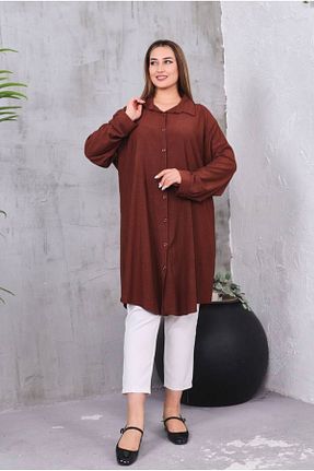 پیراهن سایز بزرگ رنگی زنانه Gömlek Sevda Kılınç - کد 936672672
