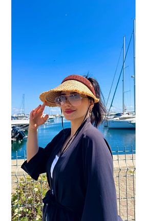 کلاه قهوه ای زنانه حصیر Luminos Butik - کد 925714073