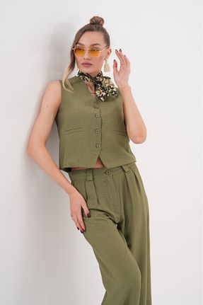 ست بالاتنه و پائین تنه خاکی زنانه بافتنی Makarina - کد 936679361