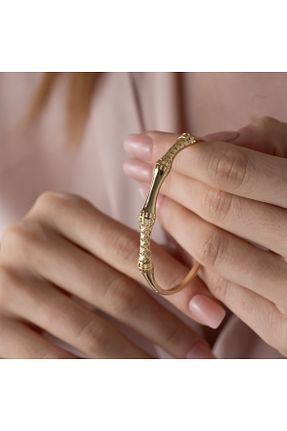دستبند استیل (فولاد) زرد زنانه روکش طلا Bijoura Studio - کد 936909805