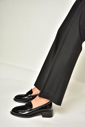 کفش کلاسیک مشکی زنانه چرم لاکی Fox Shoes - کد 860199556