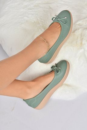 کفش کلاسیک سبز زنانه چرم مصنوعی Fox Shoes - کد 96043174