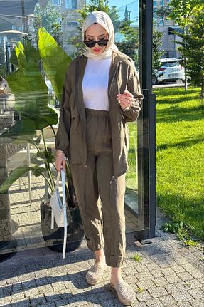 ست بالاتنه و پائین تنه خاکی زنانه بافتنی Tesettür Diyarı - کد 936703898