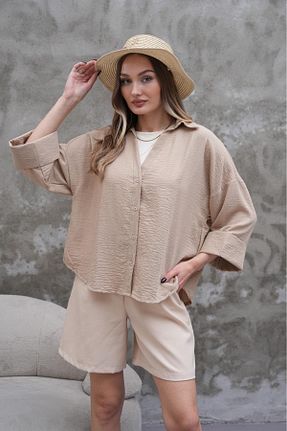 پیراهن بژ زنانه گشاد Makarina - کد 936727399