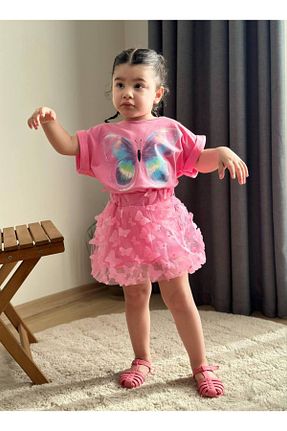 ست بالاتنه و پائین تنه صورتی بچه گانه بافتنی ARBİ kids - کد 937228832