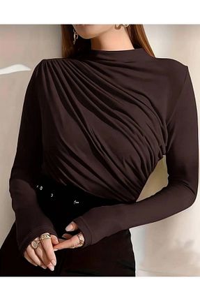 بلوز حجاب قهوه ای زنانه اسلیم فیت mehbare - کد 936761447