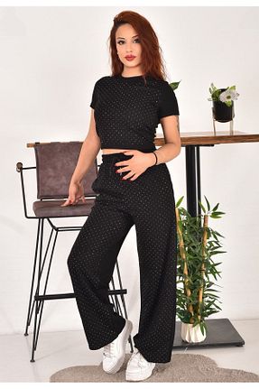 ست بالاتنه و پائین تنه مشکی زنانه بافتنی Nivora Style - کد 936778369