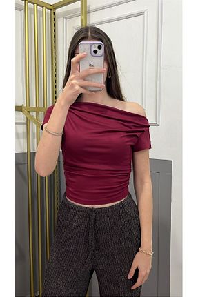 بلوز زرشکی زنانه ساده peri tower - کد 936764389