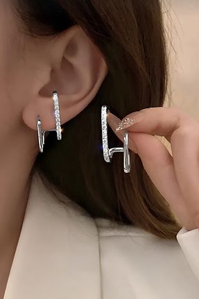 گوشواره جواهر سفید زیرکن PREGIO - کد 936801193