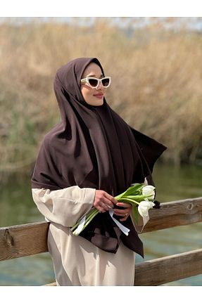 روسری قهوه ای پلی استر Ahivera - کد 936807083