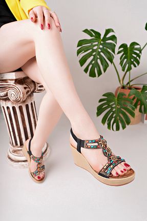 صندل مشکی زنانه پاشنه پر Guja - کد 936800933