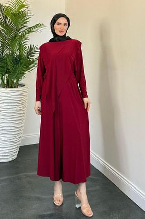 ست بالاتنه و پائین تنه حجاب زرشکی زنانه 3/4 Boy MERVEN AKYÜZ - کد 936819208
