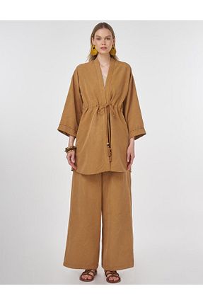 ست بالاتنه و پائین تنه حجاب قهوه ای زنانه رگولار Kayra - کد 937075015