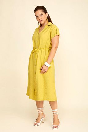 لباس زرد زنانه سایز بزرگ Lema - کد 937158680
