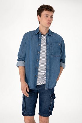 پیراهن آبی مردانه یقه پیراهنی U.S. Polo Assn. - کد 936920761