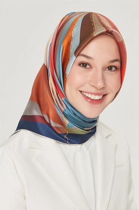روسری زرشکی کرپ ساتن ابریشم Armine - کد 89955478