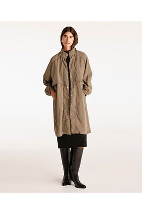 مانتو بلند خاکی زنانه پلی استر Yargıcı - کد 858645795