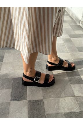 صندل مشکی زنانه پاشنه پر BURCU COLLECTİON - کد 936910468