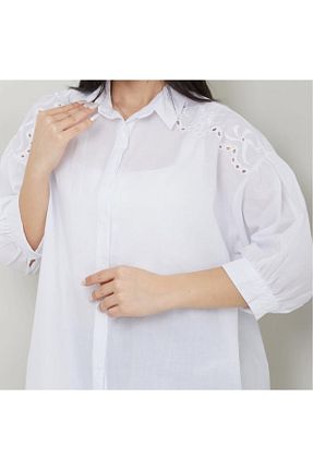 پیراهن سفید زنانه Relaxed AKA Butik - کد 936920622