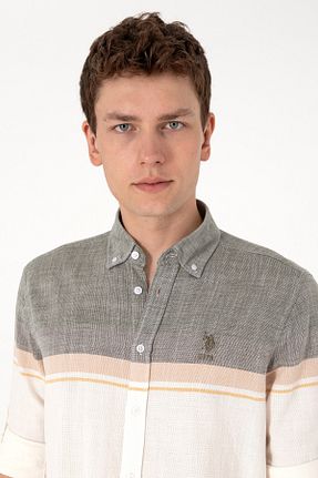 پیراهن سبز مردانه یقه دکمه دار U.S. Polo Assn. - کد 936918394
