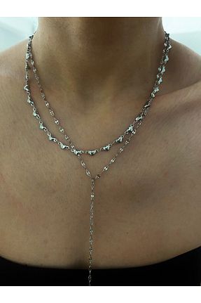 گردنبند استیل ( فولاد ) طوسی زنانه استیل (فولاد) Hoop jewelery - کد 936922795
