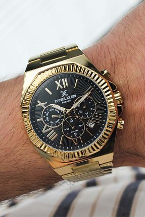 ساعت مچی طلائی مردانه 45 میلی متر Daniel Klein - کد 936900046