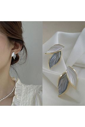 گوشواره جواهر طوسی فلزی DEMOKAN - کد 836140105