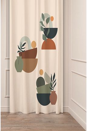 پرده زمینه بژ پلی استر GREENDECOR - کد 937006080