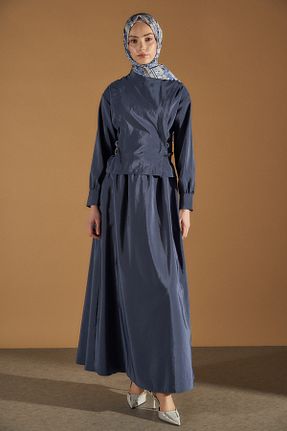 ست بالاتنه و پائین تنه حجاب آبی اورسایز Setrms - کد 937191884