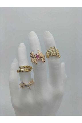 انگشتر استیل (فولاد) متالیک زنانه روکش طلا Valora - کد 937200853